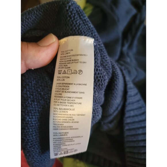 Tommy Bahama Blue Cable Knit Hoodie Sweater Womens S/P Cotton/Linen Blend - Picture 6 of 7